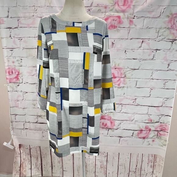 Armani exchange long sleeve lightweight geometric print shirt dress size small - Picture 2 of 11